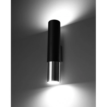Kinkiety-do-salonu - oprawa ścienna tuba czarny/chrom 2xgu10 loopez sl.0938 sollux 