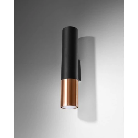 Kinkiety-do-salonu - kinkiet podwójny 2xgu10 loopez tuba czarny/miedź loopez sl.0944 sollux 