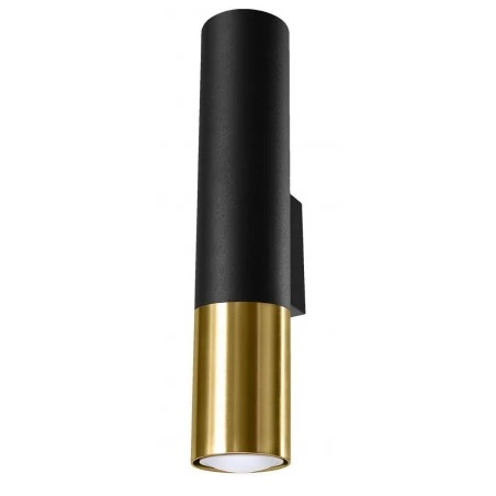 Kinkiety-do-salonu - sl.0950kinkiet tuba na 2 żarówki gu10 loopez czarny/złoty polski sollux 