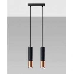 Oswietlenie-sufitowe - lampa sufitowa tuba czarny/miedź 2xgu10 loopez sl.0947 sollux lighting 
