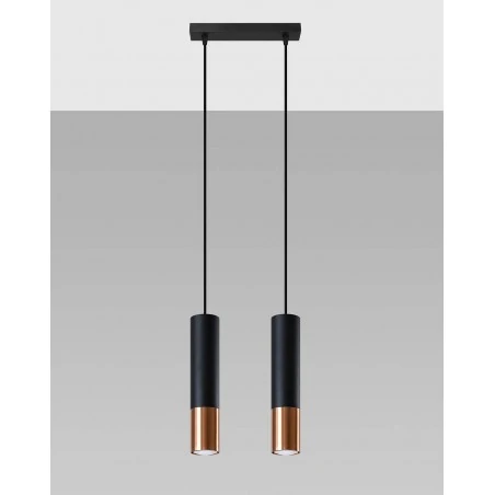 Oswietlenie-sufitowe - lampa sufitowa tuba czarny/miedź 2xgu10 loopez sl.0947 sollux lighting 