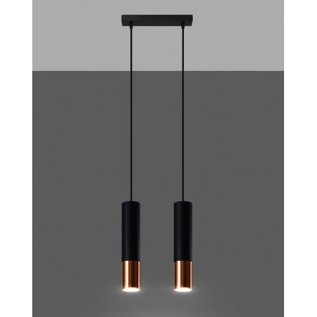 Oswietlenie-sufitowe - lampa sufitowa tuba czarny/miedź 2xgu10 loopez sl.0947 sollux lighting 