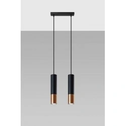 Oswietlenie-sufitowe - lampa sufitowa tuba czarny/miedź 2xgu10 loopez sl.0947 sollux lighting 
