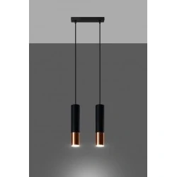 Oswietlenie-sufitowe - lampa sufitowa tuba czarny/miedź 2xgu10 loopez sl.0947 sollux lighting 