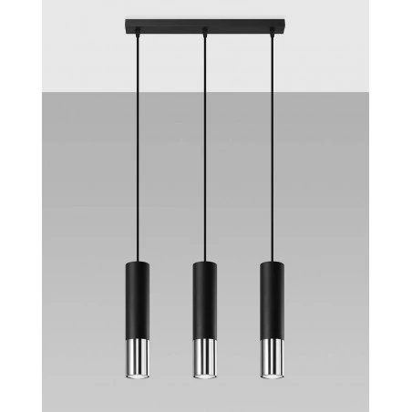 Oswietlenie-sufitowe - lampa wisząca tuba czarny/chrom 3xgu10 loopez sl.0942 sollux lighting 
