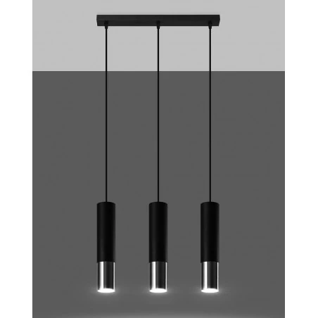 Oswietlenie-sufitowe - lampa wisząca tuba czarny/chrom 3xgu10 loopez sl.0942 sollux lighting 