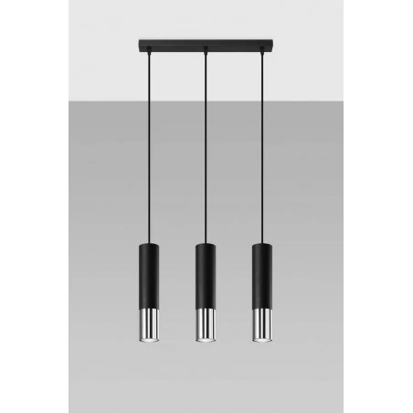 Oswietlenie-sufitowe - lampa wisząca tuba czarny/chrom 3xgu10 loopez sl.0942 sollux lighting 