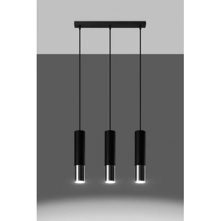 Oswietlenie-sufitowe - lampa wisząca tuba czarny/chrom 3xgu10 loopez sl.0942 sollux lighting 