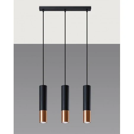 Oswietlenie-sufitowe - lampa wisząca czarny/miedź tuba 3xgu10 loopez sl.0948 sollux lighting 