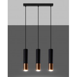 Oswietlenie-sufitowe - lampa wisząca czarny/miedź tuba 3xgu10 loopez sl.0948 sollux lighting 