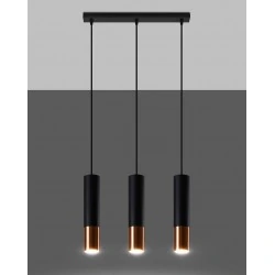 Oswietlenie-sufitowe - lampa wisząca czarny/miedź tuba 3xgu10 loopez sl.0948 sollux lighting 