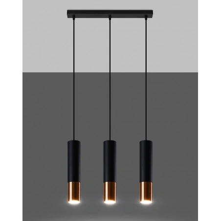 Oswietlenie-sufitowe - lampa wisząca czarny/miedź tuba 3xgu10 loopez sl.0948 sollux lighting 
