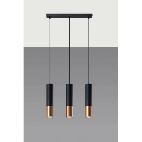 Oswietlenie-sufitowe - lampa wisząca czarny/miedź tuba 3xgu10 loopez sl.0948 sollux lighting 