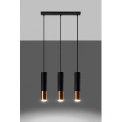 Oswietlenie-sufitowe - lampa wisząca czarny/miedź tuba 3xgu10 loopez sl.0948 sollux lighting 