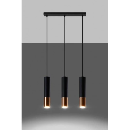 Oswietlenie-sufitowe - lampa wisząca czarny/miedź tuba 3xgu10 loopez sl.0948 sollux lighting 