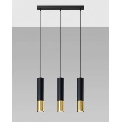 Oswietlenie-sufitowe - czarno-złota lampa wisząca tuba 3xgu10 loopez sl.0954 sollux lighting 