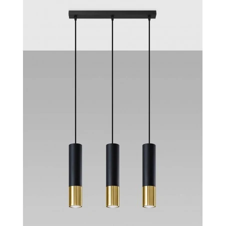 Oswietlenie-sufitowe - czarno-złota lampa wisząca tuba 3xgu10 loopez sl.0954 sollux lighting 