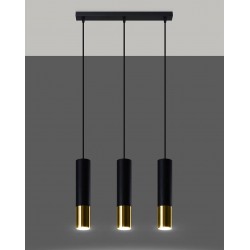 Oswietlenie-sufitowe - czarno-złota lampa wisząca tuba 3xgu10 loopez sl.0954 sollux lighting 