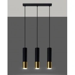 Oswietlenie-sufitowe - czarno-złota lampa wisząca tuba 3xgu10 loopez sl.0954 sollux lighting 