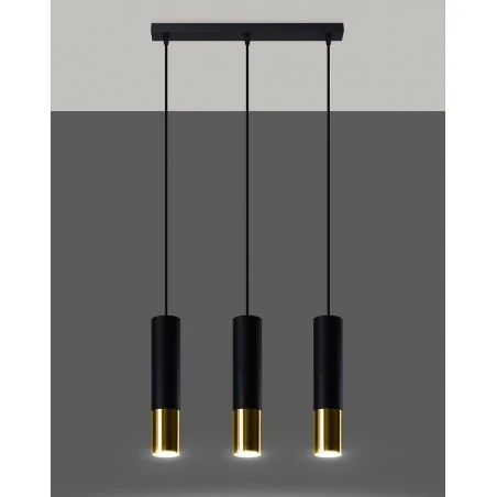 Oswietlenie-sufitowe - czarno-złota lampa wisząca tuba 3xgu10 loopez sl.0954 sollux lighting 