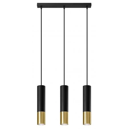 Oswietlenie-sufitowe - czarno-złota lampa wisząca tuba 3xgu10 loopez sl.0954 sollux lighting 