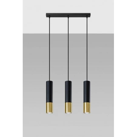 Oswietlenie-sufitowe - czarno-złota lampa wisząca tuba 3xgu10 loopez sl.0954 sollux lighting 