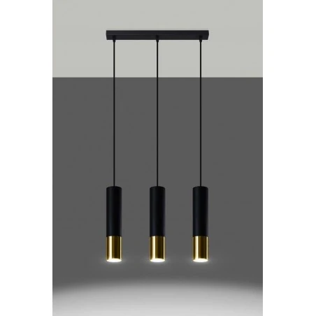 Oswietlenie-sufitowe - czarno-złota lampa wisząca tuba 3xgu10 loopez sl.0954 sollux lighting 