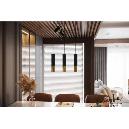 Oswietlenie-sufitowe - czarno-złota lampa wisząca tuba 3xgu10 loopez sl.0954 sollux lighting 