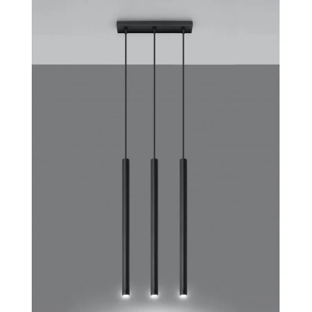 Oswietlenie-sufitowe - wisząca czarna lampa 3xg9 pastelo sl.0470 sollux lighting 