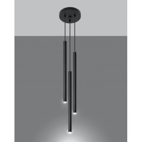 Oswietlenie-sufitowe - wisząca czarna lampa 3xg9 pastelo 3p sl.0471 sollux lighting 