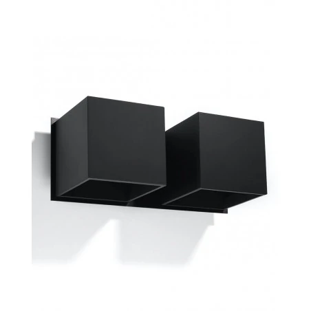 Kinkiety-do-salonu - sl.0657 czarny kinkiet podwójny góra-dół kwadraty 2xg9 quad sollux 