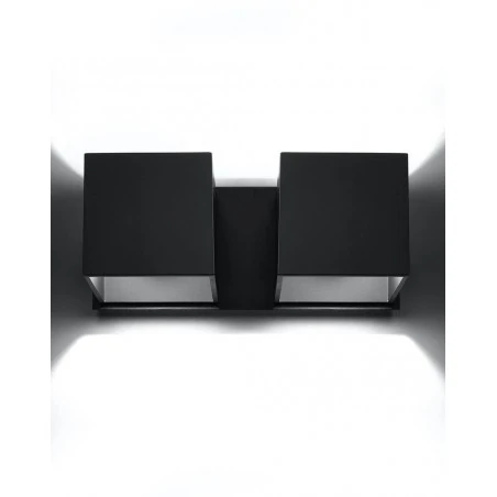 Kinkiety-do-salonu - sl.0657 czarny kinkiet podwójny góra-dół kwadraty 2xg9 quad sollux 