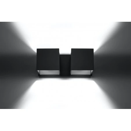 Kinkiety-do-salonu - sl.0657 czarny kinkiet podwójny góra-dół kwadraty 2xg9 quad sollux 