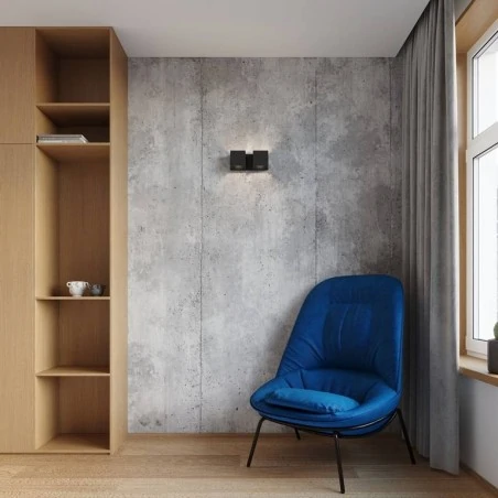 Kinkiety-do-salonu - sl.0657 czarny kinkiet podwójny góra-dół kwadraty 2xg9 quad sollux 