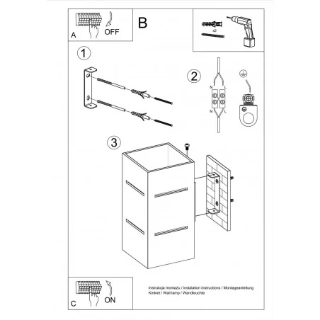 Kinkiety - biały kinkiet blocco sl.0477 sollux lighting 