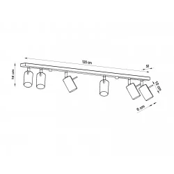 Oswietlenie-sufitowe - szara listwa oświetleniowa na 6 kloszy ring  sl.0454 sollux lighting 