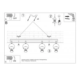 Oswietlenie-sufitowe - czarny plafon oculare 4l sl.0447 sollux lighting 