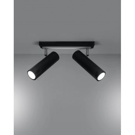 Oswietlenie-sufitowe - czarny plafon 2xgu10 direzione sl.0500 sollux lighting 