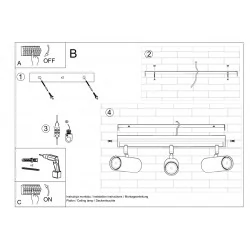 Oswietlenie-sufitowe - czarny plafon 3xgu10 direzione sl.0501 sollux lighting 