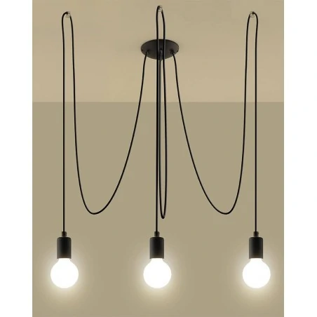 Lampy-sufitowe - sl.0370 żyrandol edison 3xe27 czarny pajączek sollux 