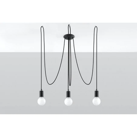 Lampy-sufitowe - sl.0370 żyrandol edison 3xe27 czarny pajączek sollux 