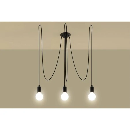 Lampy-sufitowe - sl.0370 żyrandol edison 3xe27 czarny pajączek sollux 