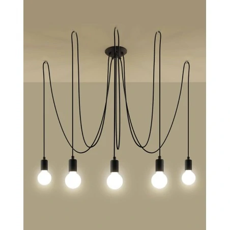 Oswietlenie-sufitowe - czarny żyrandol 5xe27 edison sl.0371 sollux lighting 