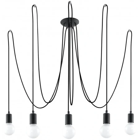 Oswietlenie-sufitowe - czarny żyrandol 5xe27 edison sl.0371 sollux lighting 