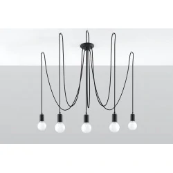 Oswietlenie-sufitowe - czarny żyrandol 5xe27 edison sl.0371 sollux lighting 