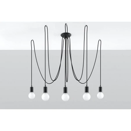 Oswietlenie-sufitowe - czarny żyrandol 5xe27 edison sl.0371 sollux lighting 