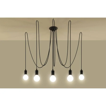 Oswietlenie-sufitowe - czarny żyrandol 5xe27 edison sl.0371 sollux lighting 