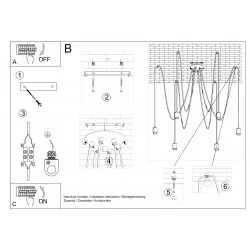 Oswietlenie-sufitowe - czarny żyrandol 5xe27 edison sl.0371 sollux lighting 