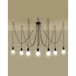 Lampy-sufitowe - sl.0372 żyrandol edison 7xe27 czarny duży pajączek sollux 