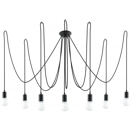 Lampy-sufitowe - sl.0372 żyrandol edison 7xe27 czarny duży pajączek sollux 